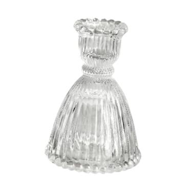 Imagem de Fenteer Suporte de vela de vidro, acessório decorativo para casa, estátua transparente, ornamento para festas, sala de jantar e centro de mesa.