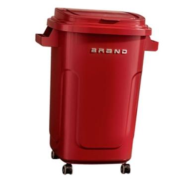 Imagem de Generic Lixeira de grande capacidade, versátil, com tampa, ideal para banheiro, casa, quarto, cozinha e escritório, Red 73 L