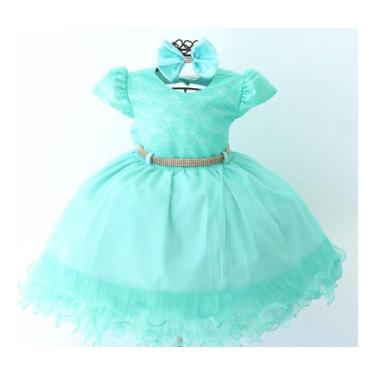 Imagem de Vestido De Festa Infantil  Tifanny Strass Luxo  E Tiara - Pingo De Gen