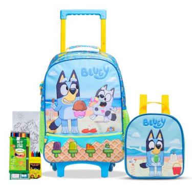 Imagem de Kit Mochila Carrinho Lancheira Térmica Bluey Infantil Kids - Geral, BL