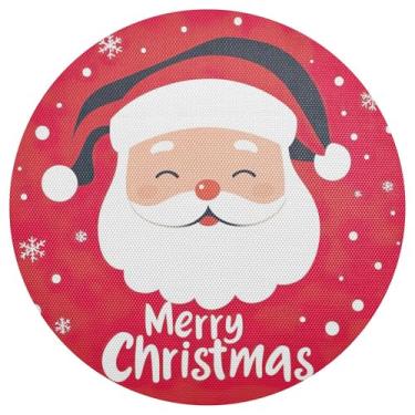 Imagem de xigua Jogo americano redondo de Natal Papai Noel, conjunto de 6, tapete de mesa redondo antiderrapante resistente ao calor, tapetes de mesa de 48 cm para decoração de cozinha, jantar e festa