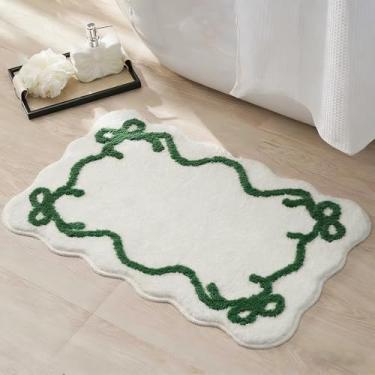 Imagem de ELDONE Tapete de banho com borda recortada verde
