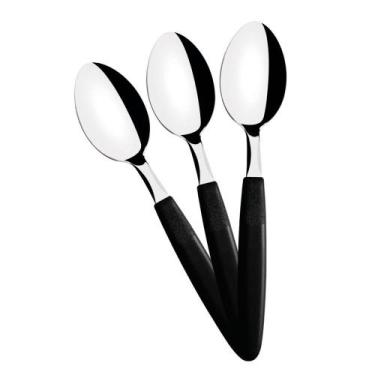 Imagem de KIT - 24 Colheres de Mesa Ipanema Com Lâmina em Aço Inox Cabo Preto CP