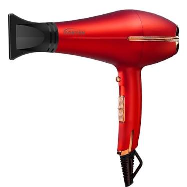 Imagem de Secador de Cabelo Profissional 220V 2500W 3 velocidade do vento Níveis Ar quente e frio Turbo Alta Potência Rápido Secage Íons Negativo (Vermelho, 220V)