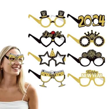 Imagem de Óculos de Réveillon,Óculos de Ano Novo | 8X óculos de sol de de ano novo - Suprimentos para véspera de ano novo, decoração leve para fotografia, óculos de adereços para cabine de fotos para o ano novo
