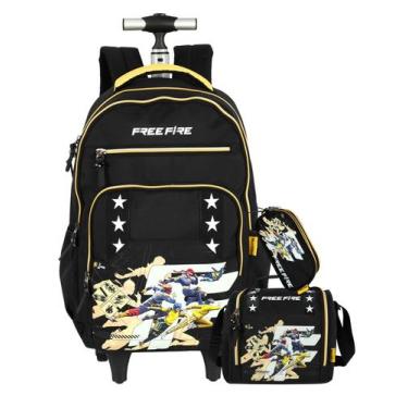 Imagem de kit Free Fire Mochila 2em1 Costas Rodas + Lancheira + Estojo - Luxcel,