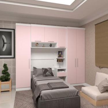 Imagem de Quarto de Solteiro com Guarda Roupas e Mesa de Cabeceira Alpes Luciane