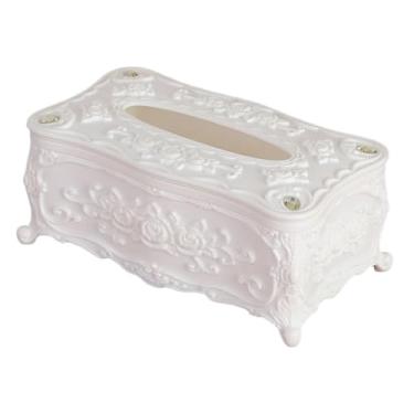 Imagem de Bothyi Porta-lenços Retangular com Capa, Organizador de Papel Toalha, Ideal para Decoração E Presentes. Caixa Multiuso para Banheiros E Lavabos, Branco, Tamanho real