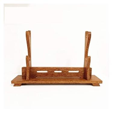 Imagem de pcagfaajmh Suporte de espada suporte de espada base de montagem de madeira Samurai Katana Wakizashi suporte de espada suporte de exibição suporte de exibição de arma (B)