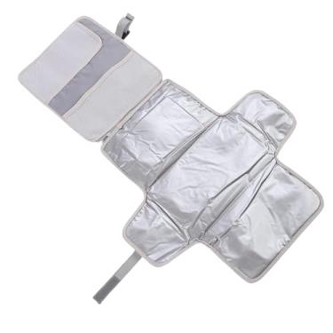 Imagem de Fabater Tapete Macio para Troca de Fraldas Recém-nascidas, Tecido Oxford, Com Suporte para Lenços Umedecidos, Prático para Troca de Bebês para Viagens, 34,1 X 21,3 pol. (Cinza)