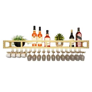 Imagem de pcagfaajmh Suporte de vinho montado na parede, suporte de taça de vinho fácil de instalar prateleira de vinho de metal de 24 ~ 59 pol. Prateleira de vinho durável com economia de espaço, suporte de
