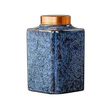 Imagem de Recipiente de armazenamento de chá, folha solta, flor de chá, vasilha de cerâmica, pequeno armazém de chá, recipiente de vedação espiral de metal, quadrado, vintage, pequeno, vasilhas de chá, lata de