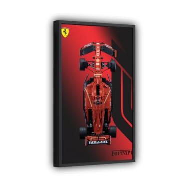 Imagem de Quadro Moldura Expositor para Carro F1 Ferrari SF24, Tamanho 50x80cm, Impressão UV no Acrílico, Incluso 2 Ganchos, Moldura Preta (E)