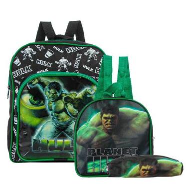 Imagem de Mochila Escolar Incrível Hulk Heróis Costa Lancheira+Estojo - Toys 2U