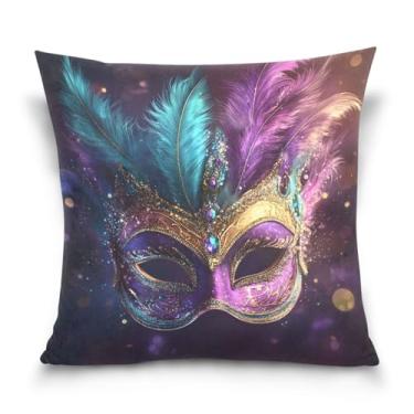 Imagem de ATTX Capas de almofada de máscara de carnaval de carnaval 50 x 50 cm decorativas com zíper para sala de estar sofá-cama (320)