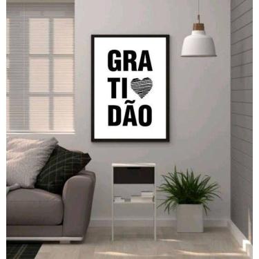 Imagem de Quadro Gratidão Minimalista 45X34Cm Com Vidro Moldura Preta