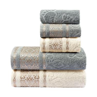 Imagem de Kit Jogo Toalha De Banho E Rosto Gigante 5 Pecas 100%Algodao