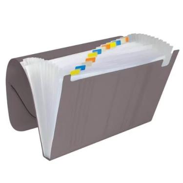 Imagem de Pasta Sanfonada A4 com 12 Divisórias ACP - Versátil para Documentos, Escritório e Papelaria, Resistente e Prática (FUME)