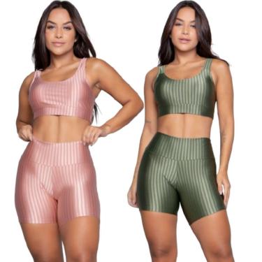 Imagem de KIT 2 Top e Short New Zig 3D Serra e Mar Conjunto Para Academia Treino Moda Fitness Feminina-Feminino