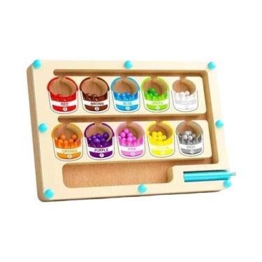 Imagem de Quebra-Cabeça Magnético De Classificação De Cores Em Madeira, Jogo Edu