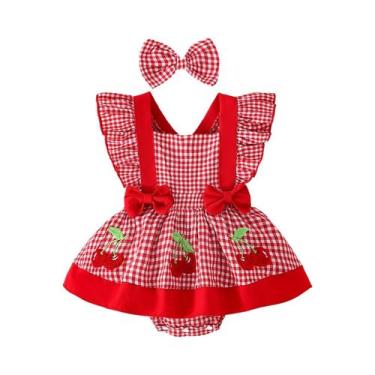 Imagem de Calças De Vestido Xadrez Vermelho E Branco Para Meninas De 0 a 1 Ano, 