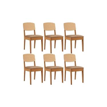 Imagem de Kit 6 Cadeiras de Cozinha Havana Premium 6 Un Naturalle/Linho Bege Turim - Rufato