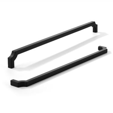 Imagem de khtumeware Pacote com 3 puxadores de armário de eletrodomésticos pretos foscos quadrados de 30,5 cm, alças resistentes de liga de zinco sólida para armários de cozinha/banheiro, gavetas e armários