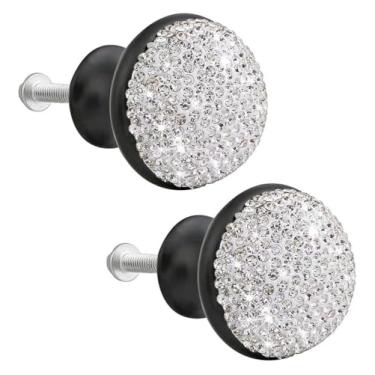 Imagem de JGHITROME Puxadores de gaveta de cristal de strass, puxador de gaveta estilo europeu 2 peças 35 mm faça você mesmo vintage em forma de cogumelo maçaneta de porta de vidro de cristal vermelho puxador