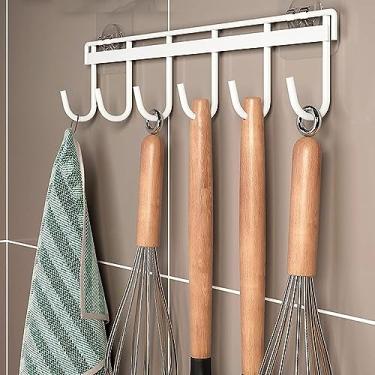 Imagem de Rack de utensílios, suporte de utensílios de cozinha, trilho de cozinha com 4 ganchos, suporte de utensílios, cabide de xícara de chá para utensílios de aço inoxidável (tamanho: 21 cm) (Cor: Oneco