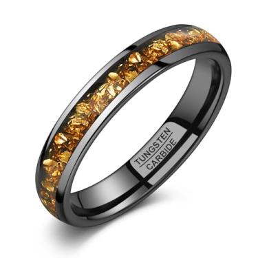 Imagem de NUNCAD Anel de tungstênio preto, anel de noivado masculino feminino com citrino/azul/ametista/galáxia opala anel de noivado 4 mm 8 mm anel de compromisso ajuste confortável tamanho 5-12, 8, Citrino