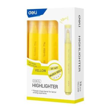 Imagem de Marcador Texto Deli Triangular 1,0-4,0mm Amarelo - Embalagem com 10 Un