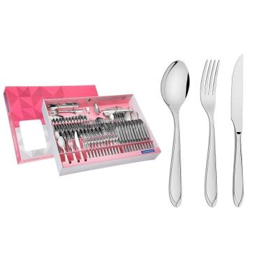 Imagem de Faqueiro Tramontina Laguna Em Aço Inox C- Acabamento Em Brilho Com Detalhes No Cabo 100 Pçs 66906853