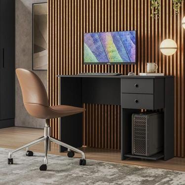 Imagem de Mesa Para Computador Escrivaninha 4115 Com 2 Gavetas Preto Fosco Preto Fosco