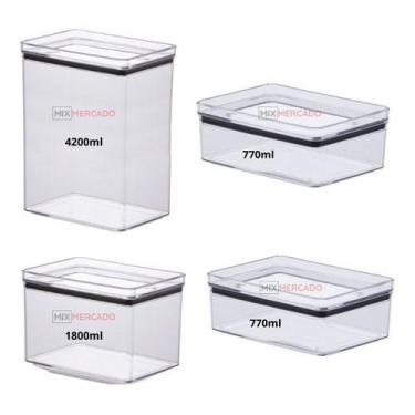 Imagem de Conjunto 4 Pote Hermetico Cozinha Organizador Armario Frios - Paramoun