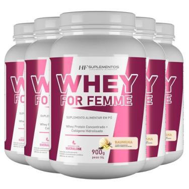 Imagem de 5X Whey For Femme + Colageno Hidrolisado 900G Baunilha Hf - Hf Supleme
