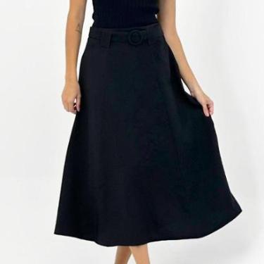Imagem de Saia Secia Midi em Tecido com Cinto Feminina-Feminino