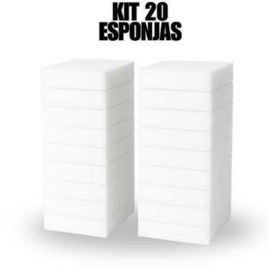 Imagem de Kit 20 Esponjas Mágica Branca Melanina Tira Manchas Riscos Mutliuso - 