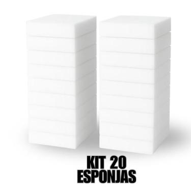 Imagem de Kit 20 Esponjas Mágica Branca Melanina Tira Manchas Riscos Mutliuso - 
