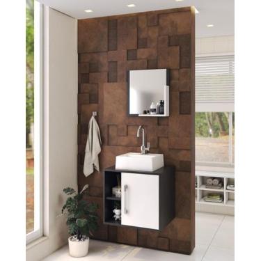 Imagem de Gabinete P/Banheiro C/cuba Q32 e Espelheira Soft 50cm - Compace, Branc