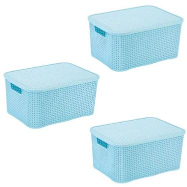 Imagem de Kit 3un Caixa Organizadora Rattan 7L Azul Monte Libano - Monte Líbano