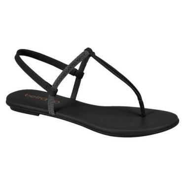 Imagem de Sandália Rasteirinha Beira Rio feminina com strass brilho conforto Ver