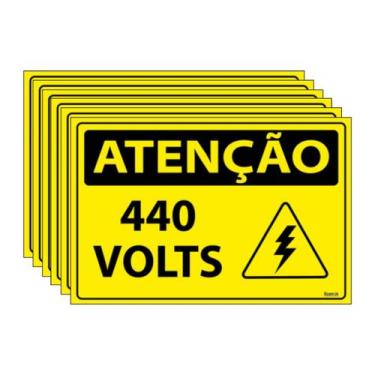 Imagem de Combo 6 Placas De Sinalização Atenção 440 Volts 30x20 Ecom IA - SA66 F