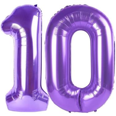 Imagem de Balões Numéricos Enyeopd Roxos de 40 Polegadas para Decoração de Festa