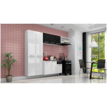Imagem de Cozinha Compacta Itatiaia Amanda com Tampo, Branco e Preto