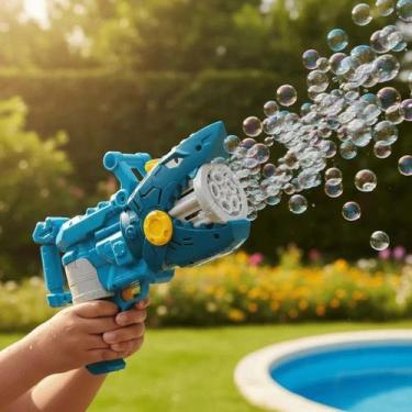 Imagem de Pistola Bolhas Tubarão Lançador Sabão Brinquedo Água Criança Presente 