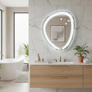 Imagem de Espelho Organico Grande LED Decorativo Touch Screen 70x58 Vidro Luxo B