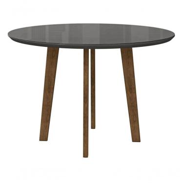 Imagem de Mesa De Jantar Redonda Turmalina 4 Lugares Pés Oblongo Cinza Com Vidro - Rv Moveis
