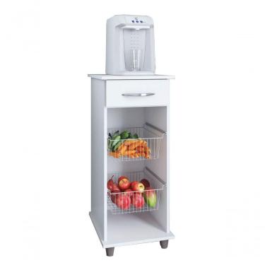 Imagem de Fruteira Regia Com 2 Cestos E 1 Gaveta Branco Brilho - Móveis Fiorello