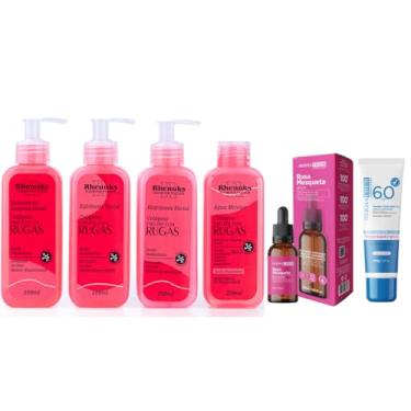 Imagem de Kit Skincare Anti rugas +Sérum Rosa Mosqueta clareia manchas + Protetor Solar S/COR 60FPS - 6 ITENS