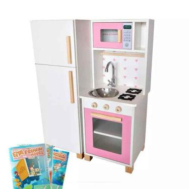 Imagem de Mini Cozinha Infantil com Geladeira Kit Livro Educativo - Eita Casa Pe
